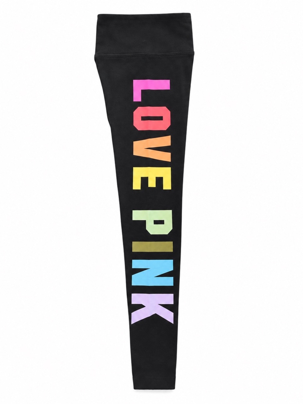 NWT Pink Victoria's Secret Leggings Small Black Rainbow Love Pink Logo High Wais